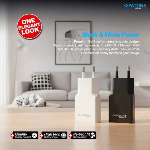 Patona Platinum GaN PD20W Flat hálózati adapter USB-C - fehér (2593)