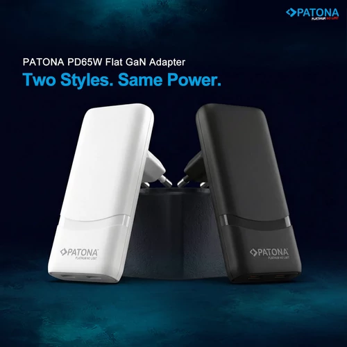 Patona Platinum GaN PD65W Flat hálózati adapter 2 x USB-C - fehér (2595)