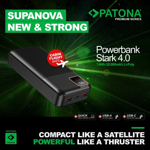 Patona Premium PD22.5W 20.000mAh Powerbank Stark 4.0 - QI (9417)