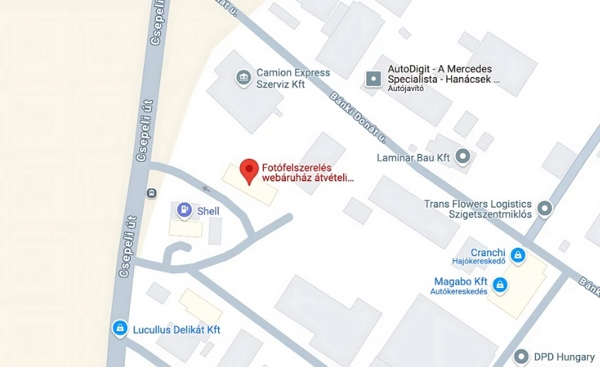 Térkép, amely az fizikai üzletet és környékét mutatja.